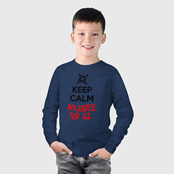 Лонгслив хлопковый детский Keep Calm & Justice For All, цвет: тёмно-синий — фото 2
