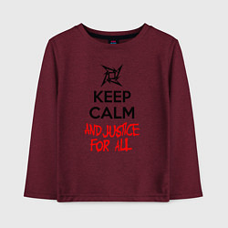 Лонгслив хлопковый детский Keep Calm & Justice For All, цвет: меланж-бордовый