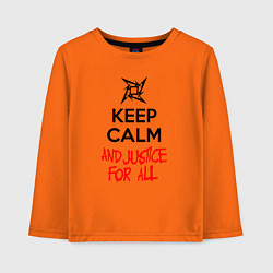 Лонгслив хлопковый детский Keep Calm & Justice For All, цвет: оранжевый