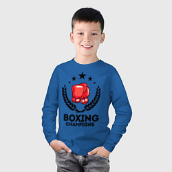 Лонгслив хлопковый детский Boxing Champions, цвет: синий — фото 2