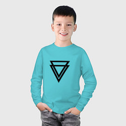 Лонгслив хлопковый детский Triangle, цвет: бирюзовый — фото 2