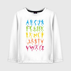 Лонгслив хлопковый детский Алфавит рока, цвет: белый