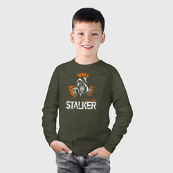 Лонгслив хлопковый детский STALKER: Online, цвет: меланж-хаки — фото 2