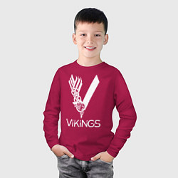 Лонгслив хлопковый детский Vikings, цвет: маджента — фото 2