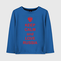 Лонгслив хлопковый детский Keep Calm & Love Russia, цвет: синий