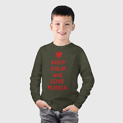 Лонгслив хлопковый детский Keep Calm & Love Russia, цвет: меланж-хаки — фото 2