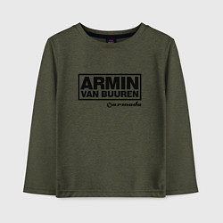 Лонгслив хлопковый детский Armin van Buuren, цвет: меланж-хаки