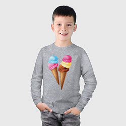Лонгслив хлопковый детский Мороженое, цвет: меланж — фото 2