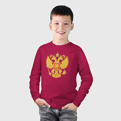 Лонгслив хлопковый детский Герб России: золото, цвет: маджента — фото 2