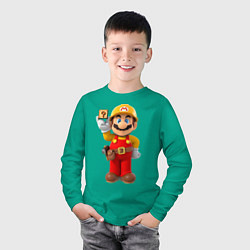 Лонгслив хлопковый детский Super Mario, цвет: зеленый — фото 2