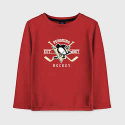 Лонгслив хлопковый детский Pittsburgh Penguins: Est.1967, цвет: красный