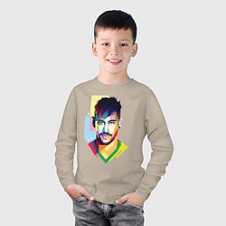 Лонгслив хлопковый детский Neymar: fun-art, цвет: миндальный — фото 2