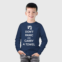 Лонгслив хлопковый детский Dont panic & Carry a Towel, цвет: тёмно-синий — фото 2
