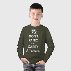 Лонгслив хлопковый детский Dont panic & Carry a Towel, цвет: меланж-хаки — фото 2