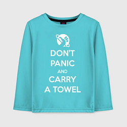 Лонгслив хлопковый детский Dont panic & Carry a Towel, цвет: бирюзовый