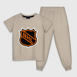 Пижама хлопковая детская NHL, цвет: миндальный