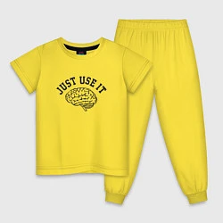 Пижама хлопковая детская Мозг, цвет: желтый