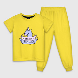 Пижама хлопковая детская Unicorn, цвет: желтый