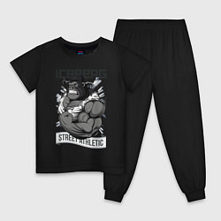 Пижама хлопковая детская Gorilla | Iceberg, цвет: черный