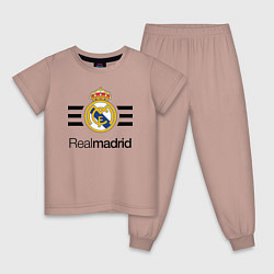 Пижама хлопковая детская Real Madrid Lines, цвет: пыльно-розовый