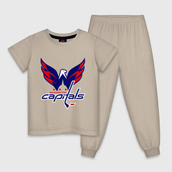 Пижама хлопковая детская Washington Capitals: Ovechkin, цвет: миндальный