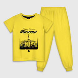 Пижама хлопковая детская Moscow State University, цвет: желтый