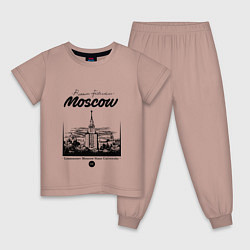 Пижама хлопковая детская Moscow State University, цвет: пыльно-розовый