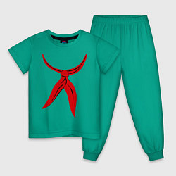 Пижама хлопковая детская Галстук Пионера, цвет: зеленый
