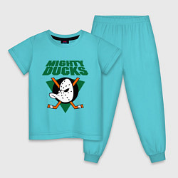 Пижама хлопковая детская Anaheim Mighty Ducks, цвет: бирюзовый