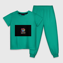 Пижама хлопковая детская Sesame Fighter, цвет: зеленый