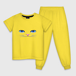 Пижама хлопковая детская Кошачьи глаза, цвет: желтый