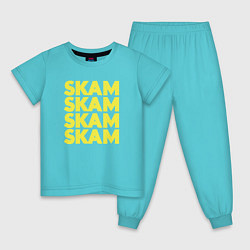 Пижама хлопковая детская Skam Skam, цвет: бирюзовый