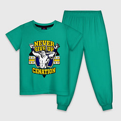 Пижама хлопковая детская Never Give Up: Cenation, цвет: зеленый
