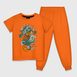 Пижама хлопковая детская Дракон, цвет: оранжевый