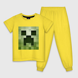 Пижама хлопковая детская Мinecraft creeper, цвет: желтый