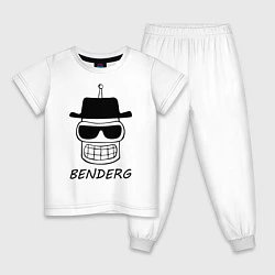 Пижама хлопковая детская Benderg, цвет: белый