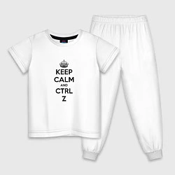Пижама хлопковая детская Keep Calm & Ctrl + Z, цвет: белый