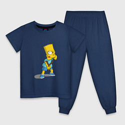 Пижама хлопковая детская Bad Bart, цвет: тёмно-синий