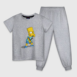 Пижама хлопковая детская Bad Bart, цвет: меланж