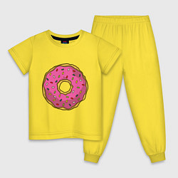 Пижама хлопковая детская Сладкий пончик, цвет: желтый