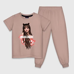Пижама хлопковая детская Ariana Grande: Flowers, цвет: пыльно-розовый