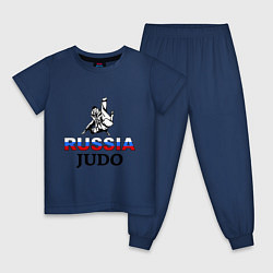 Пижама хлопковая детская Russia judo, цвет: тёмно-синий