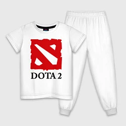 Пижама хлопковая детская Dota 2: Logo, цвет: белый