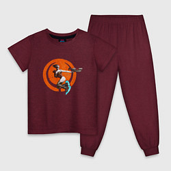 Пижама хлопковая детская Quake champions, цвет: меланж-бордовый