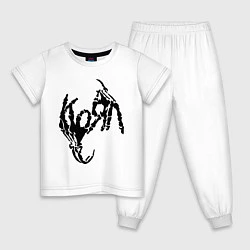 Пижама хлопковая детская Korn bones, цвет: белый