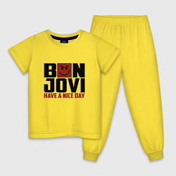 Пижама хлопковая детская Bon Jovi: Nice day, цвет: желтый