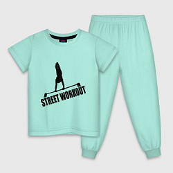 Пижама хлопковая детская Street WorkOut цвета мятный — фото 1