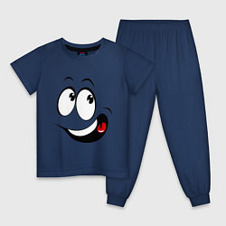 Пижама хлопковая детская Смайл01, цвет: тёмно-синий