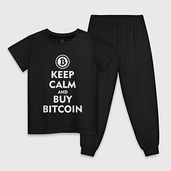 Пижама хлопковая детская Keep Calm & Buy Bitcoin, цвет: черный