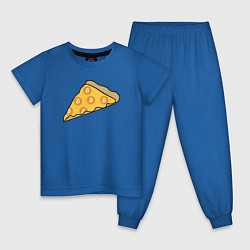 Пижама хлопковая детская Bitcoin Pizza, цвет: синий